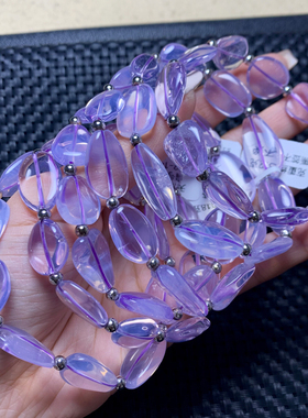 天然紫玉晶切角刻面随形手链饰品