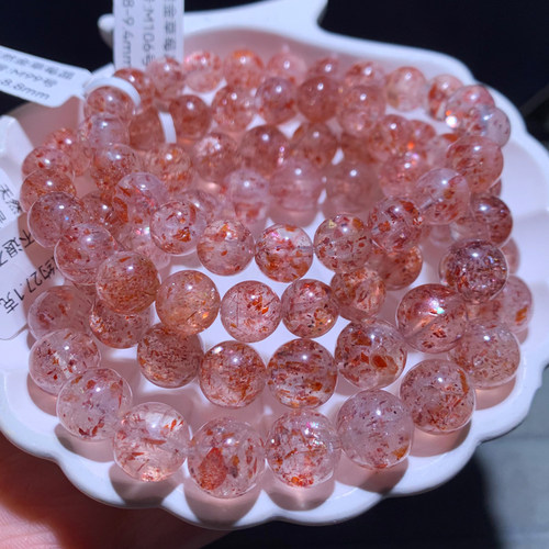 天然老矿金草莓云母长石手链单圈紫发甜美手串饰品生日礼物情侣款 - 图0
