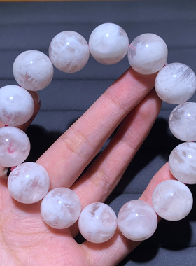 天然雪花幽灵单圈水晶手链嫩色女