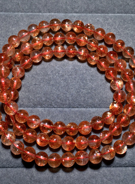 天然冰透金太阳石手链礼物情侣女