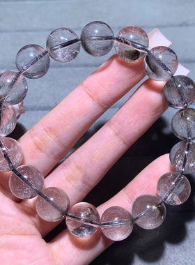 天然黑银钛单圈手链黑发晶板猫女