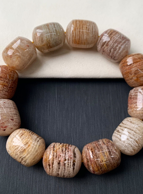 天然千层幽灵桶珠随形手链饰品女