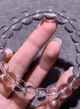 天然冰透莹润感白水晶单圈手链女