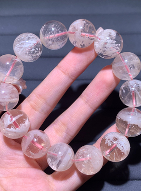 天然雪花幽灵单圈水晶手链礼物女