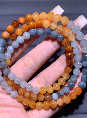 天然彩兔毛三圈手链顺发彩发晶