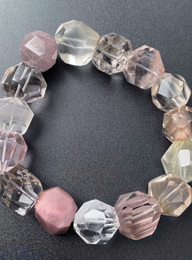 天然冰透兔毛幽灵随形水晶单圈