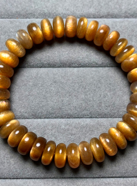 天然黑金骨干长石盘珠手串饰品女