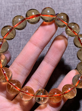 天然暴力黄碎碎冰黄水晶手串情侣