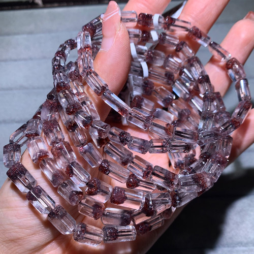 天然冰透毒液超七随形手串水晶彼岸花黑云母闪片半盆手链礼物男女 - 图2