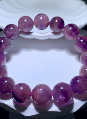 天然紫超七单圈水晶手链紫发晶女