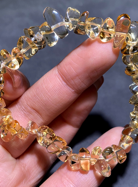 天然巴西黄水晶随形刻面手链饰品