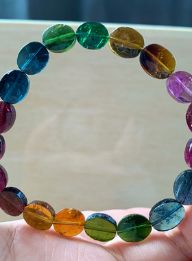 天然巴西黑糖体蛋面碧玺手链礼物