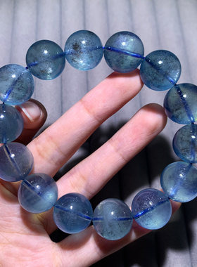 天然星光海蓝宝手串云母魔鬼水晶