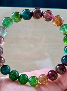 天然强猫眼西瓜碧玺巴西手链女