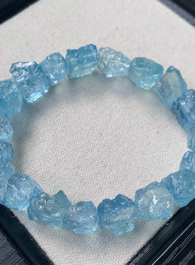天然海蓝宝原石随形手串礼物情侣