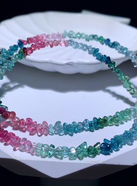 天然马卡龙碧玺随形刻面项链情侣