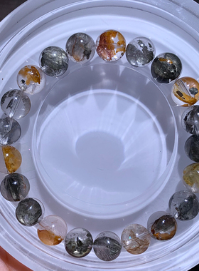 天然冰透彩铜矿共生手链女生饰品