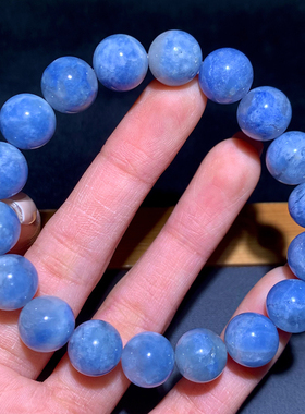 天然莹润蓝兔毛单圈手链兔毛水晶