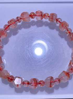 天然金草莓超七随形刻面手链情侣