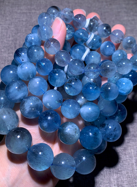 天然星光云母闪片海蓝宝手链情侣