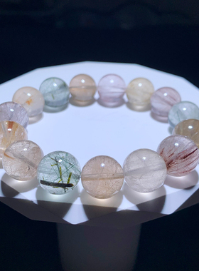 天然顺发彩发晶单圈水晶手链饰品