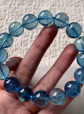 天然星光冰透蓝海蓝宝手链女饰品