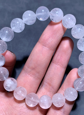 天然柔顺白兔毛水晶手链礼物情侣