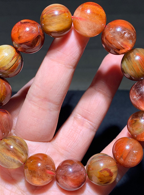 天然布罗莫火山兔毛猫眼水晶手链