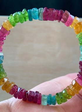 天然碧玺随形刻面手链手串饰品女