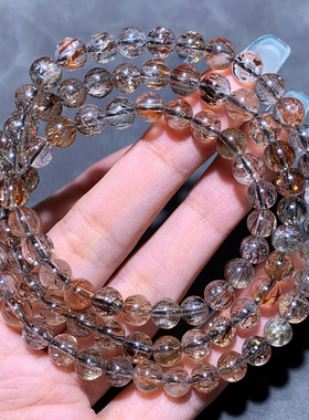 天然黑金超三圈共生手链饰品礼物