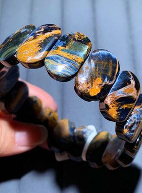 天然彼得石手排原矿手链深蓝色女