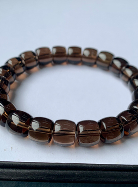 天然莹润茶水晶桶珠手链情侣款女