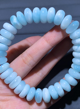 天然拉利玛海纹石盘珠单圈送礼物