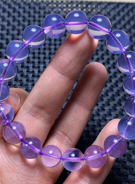 天然冰透果冻感紫玉晶手链甜美款