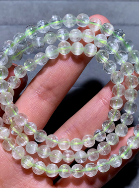 天然冰透绿锂辉石三圈手链礼物女