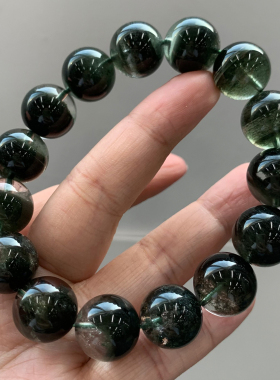 天然幽灵水晶单圈手串聚宝盆半盆