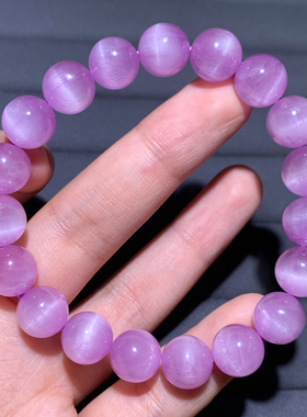 天然猫眼紫锂辉石手串单圈饰品女