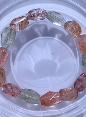 天然冰透彩发晶随形手链饰品男女