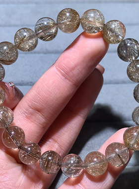 天然冰透银发晶手串饰品情侣款女