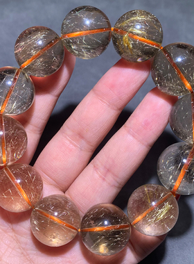 天然巴西大颗粒金发晶单圈手链