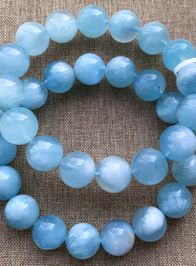 天然蓝天白云海蓝宝手串饰品手链