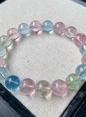 天然冰透摩根石单圈手链饰品男女