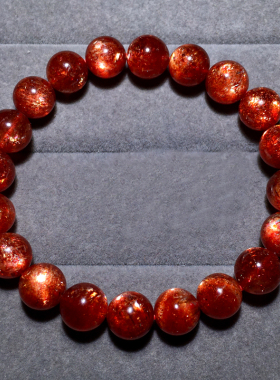 天然爆闪金太阳石单圈手链橙饰品