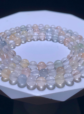 天然冰透拉丝顺发兔毛水晶手链女