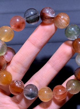 天然冰透兔毛水晶手串礼物情侣款