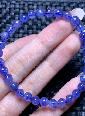 天然坦桑石冰透体单圈手链礼物女