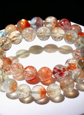 天然绿体共生阿鲁沙太阳石手链女