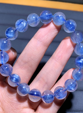 天然石英质玉共生玉化蓝晶石手链