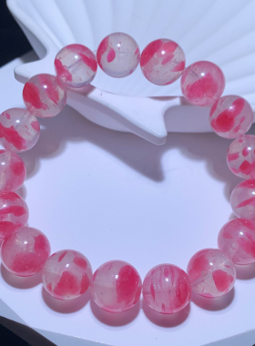 天然石英质玉蔷薇辉石樱花雨手链