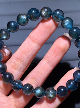 天然小颗粒蓝绿体星光海蓝宝手链